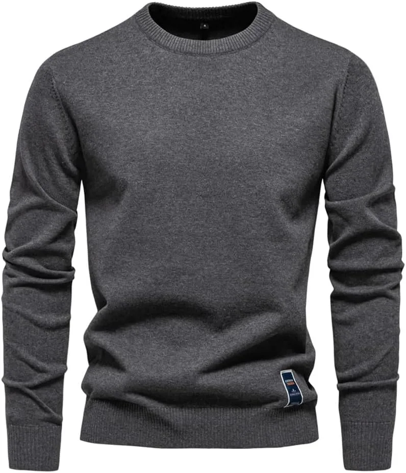 

Мужской однотонный свитер с круглым вырезом Vsadsau