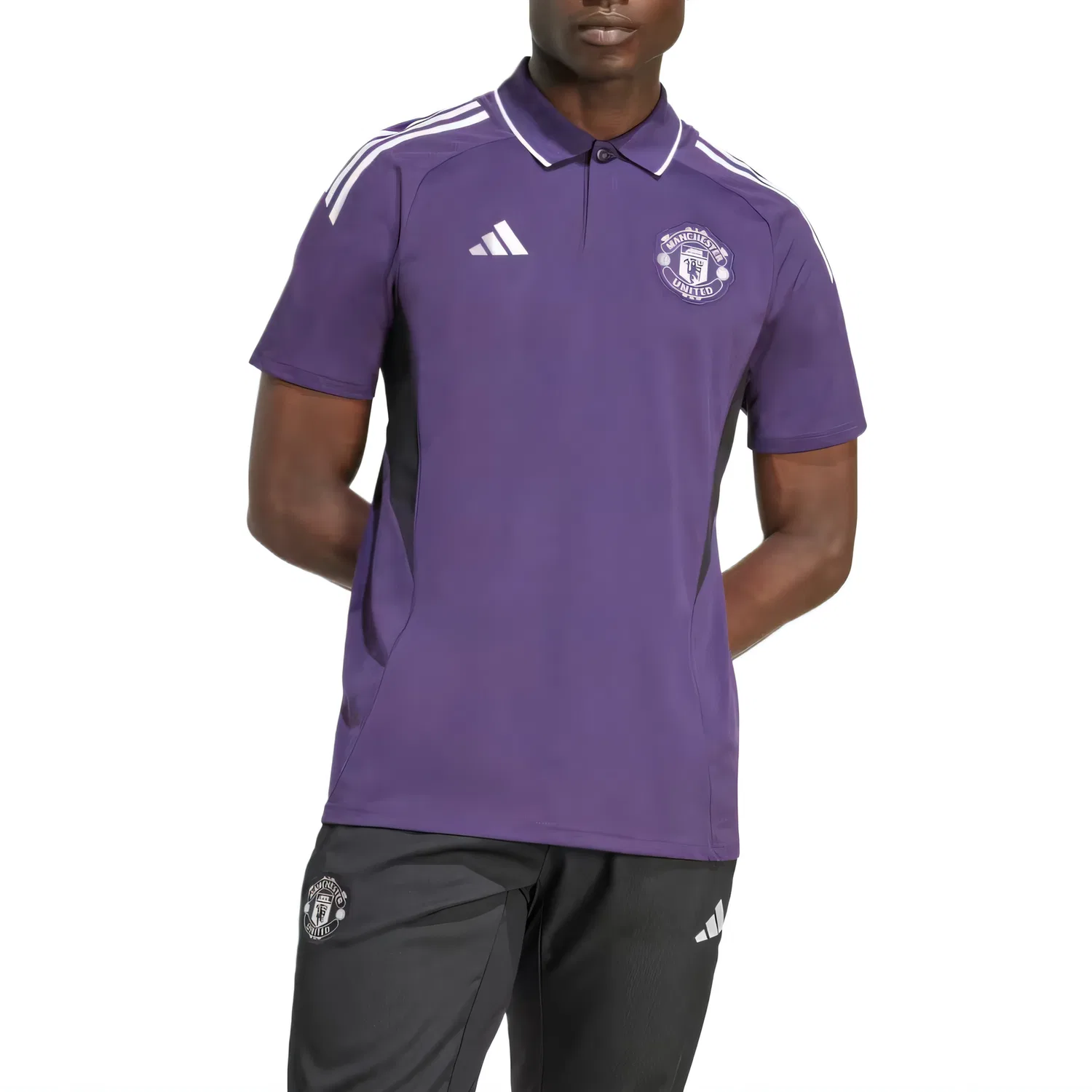 Футбольное поло Manchester United Tiro 25 Competition с бесплатной доставкой для участников AdiClub Adidas, Aurora Plum/Black/White — фото 2