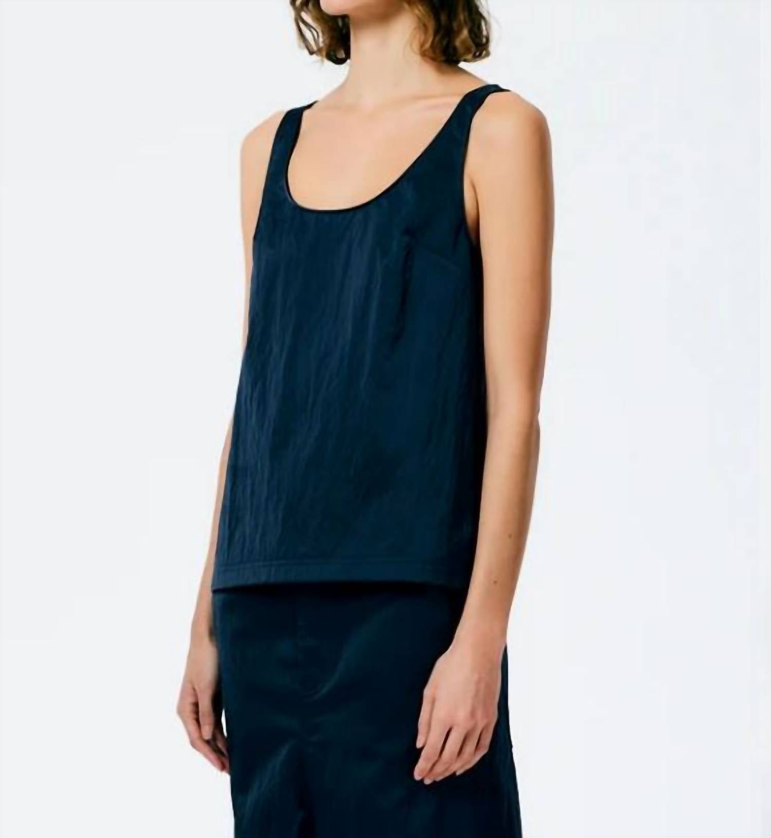 

Майка из нейлона Eco Satin Scoopneck темно-синего цвета Tibi