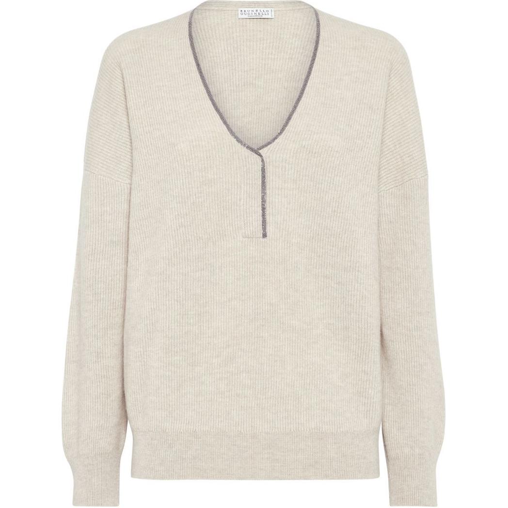 

Джемпер Monili trim Cashmere Brunello Cucinelli, светло-бежевый