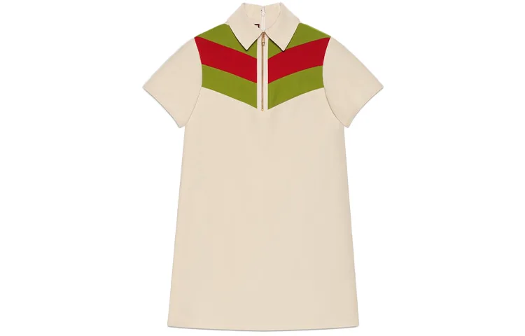 Платье GUCCI Women's Ecru Moderate, с коротким рукавом, экрю