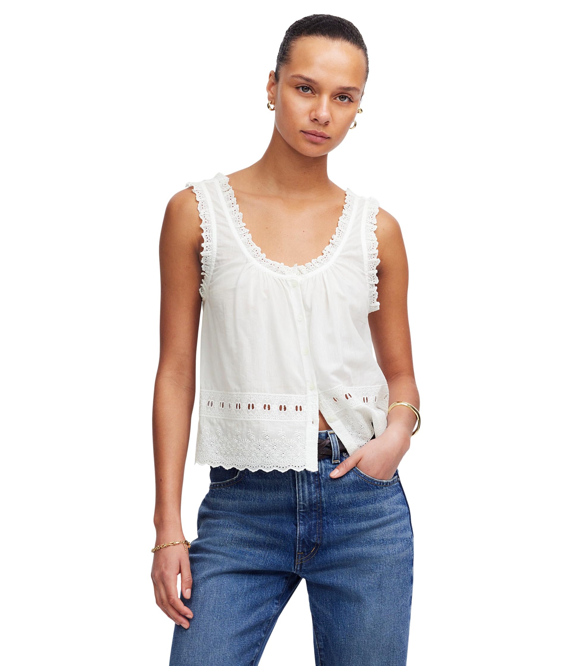 

Топ Madewell Jenny Top In Cotton Viscose Voile, белый