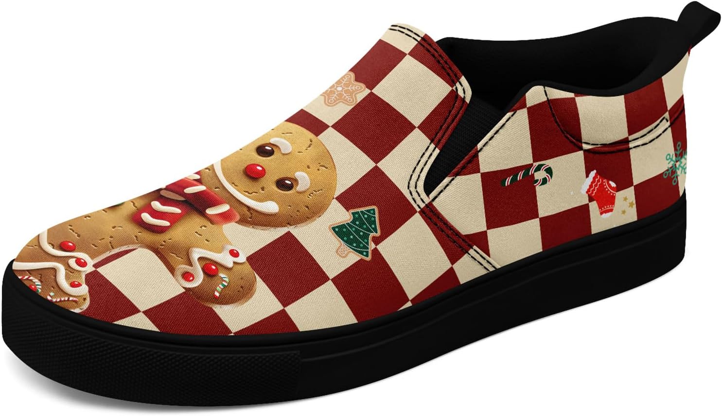 

Кеды на тканевой основе AWSOLE с рождественским дизайном для мужчин и женщин, праздничные кроссовки, подарок на Рождество, с изображением Санты, удобные для носки/снятия, плоские повседневные туфли, черный/темно-красный/бежевый/коричневый/зелены...