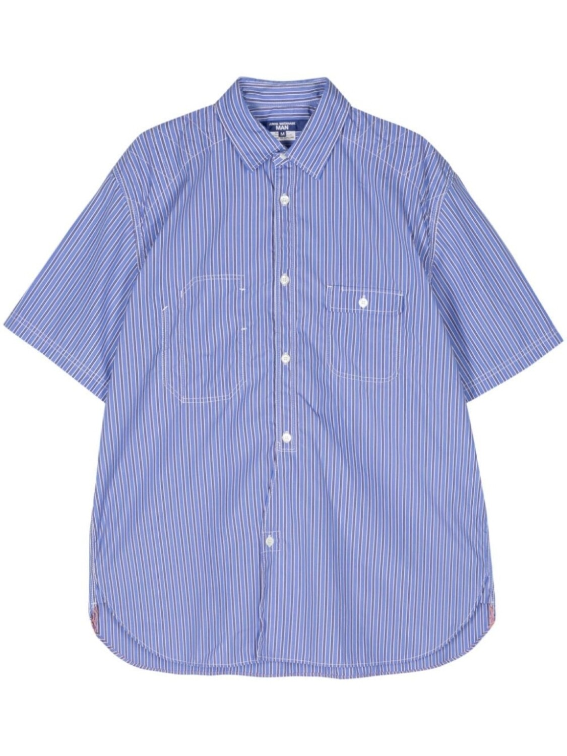 

Рубашка в полоску из хлопка Junya Watanabe МУЖЧИНА, синий