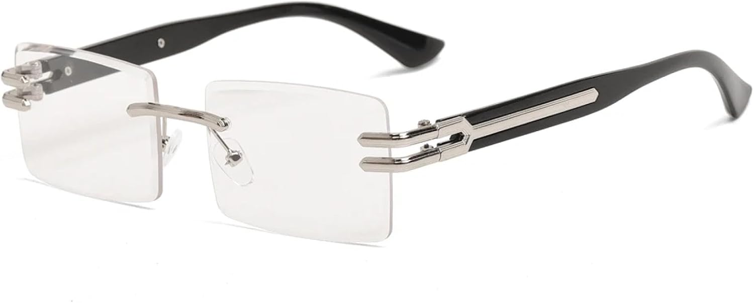 

Ретро прямоугольные черные солнцезащитные очки, роскошные металлические мужские очки для вождения, стильные женские солнцезащитные очки с градиентным декором TKKTLLT, Silver Trans Lens