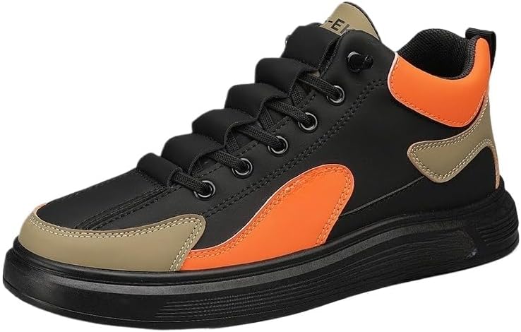 

Мужские кеды для скейтбординга с повседневной шнуровкой - однотонные низкие кроссовки из ПУ, всесезонная обувь с округлым носком, подошва из ПВХ, тканевая стелька для повседневной носки Hhhchpm, черный