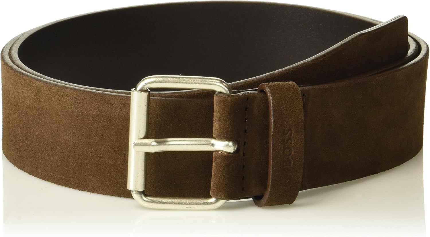 

Мужской пояс BOSS из замши с роликовой пряжкой, Medium Deep Brown