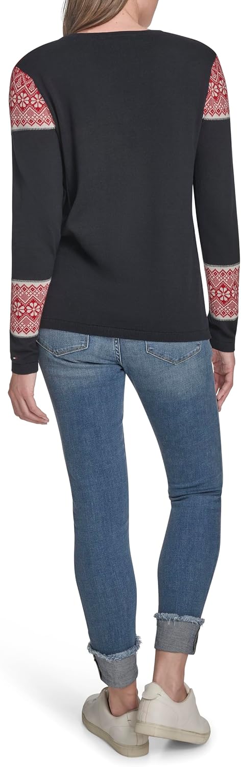 Женский свитер Tommy Hilfiger Fairisle с длинными рукавами и V-образным вырезом, Sky Captain Fairisle — фото 4