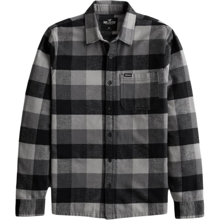 

Рубашка мужская серая в клетку Hollister, серый