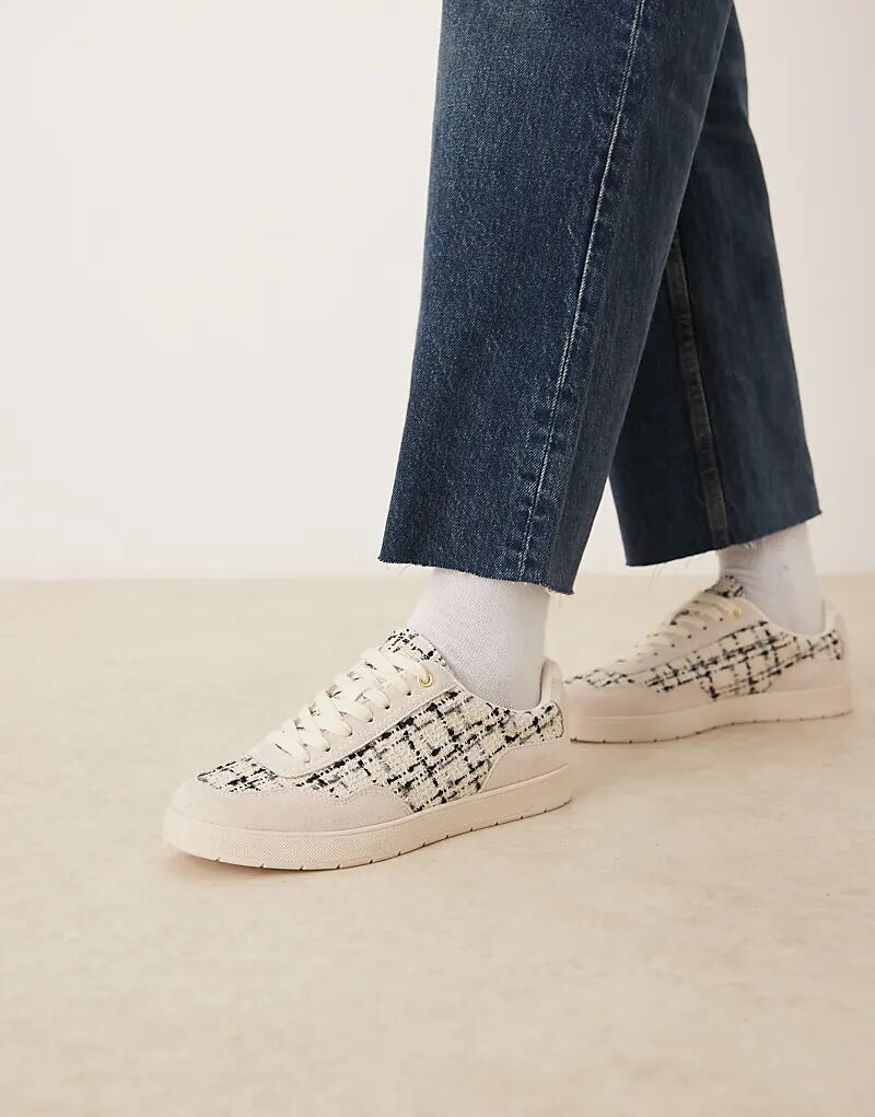 Кроссовки ASOS DESIGN Deuce со шнуровкой из натурального твида — фото 4