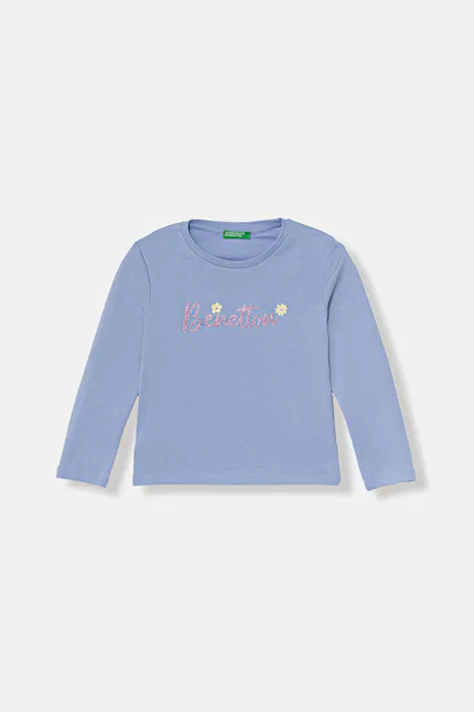 Лонгслив детский с блестящим принтом United Colors of Benetton, синий