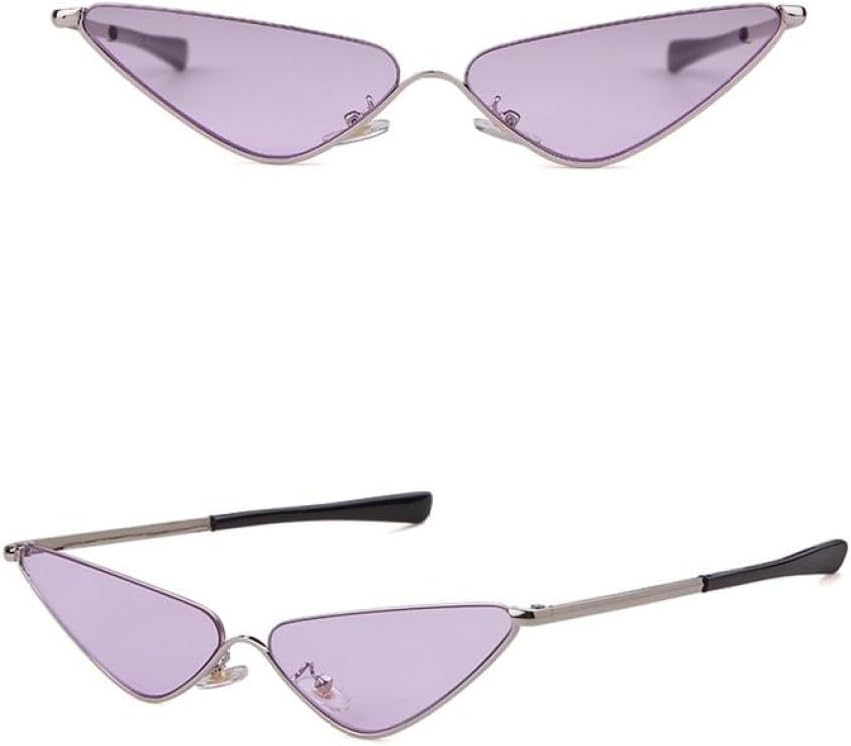

Винтажные металлические тонкие солнцезащитные очки 2027 года для женщин, треугольная оправа, модные солнцезащитные очки с линзами «кошачий глаз» и «океанский» MTZJH, C8 Purple