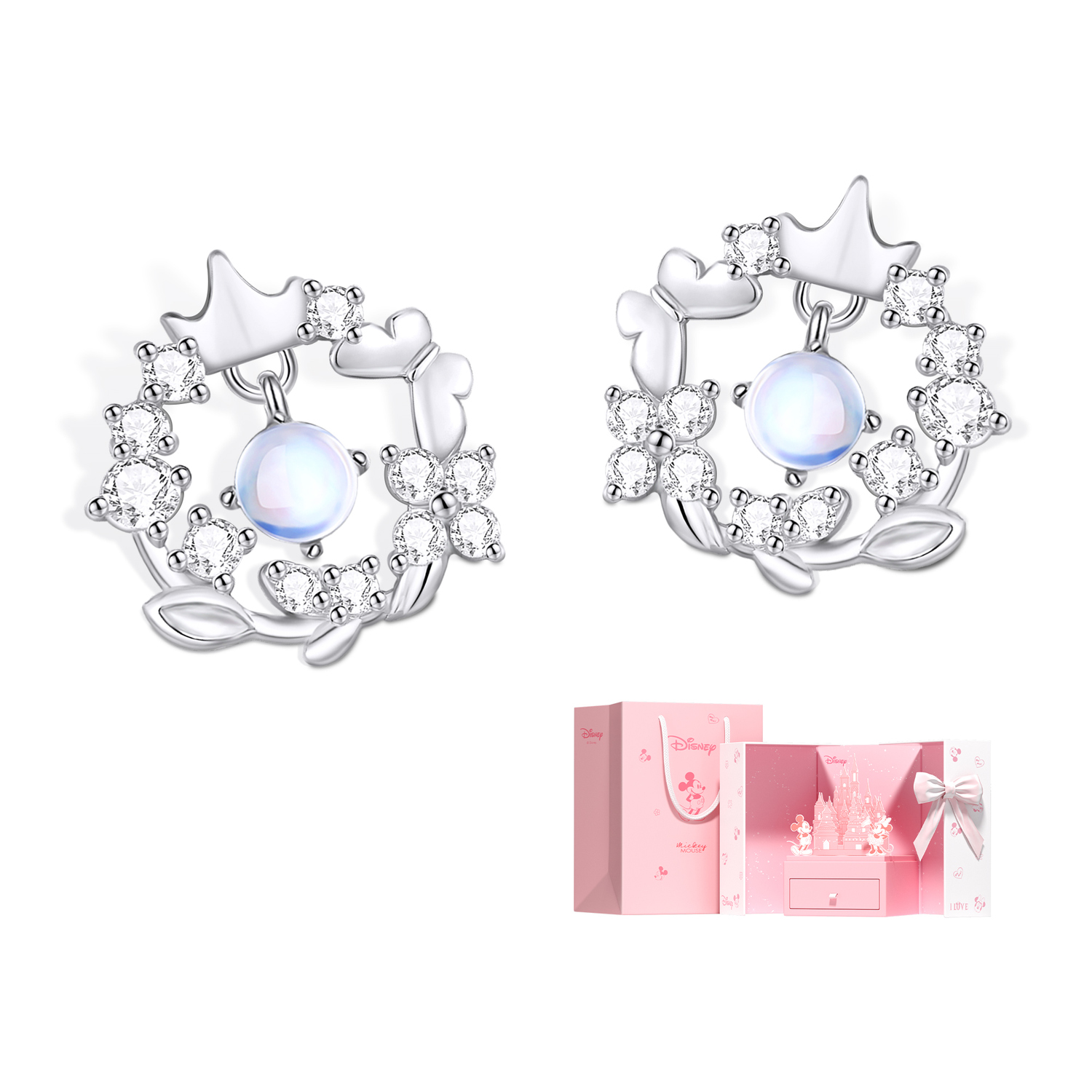 

Disney Серьги-гвоздики Princess 925 из стерлингового серебра, серебристые, для женщин