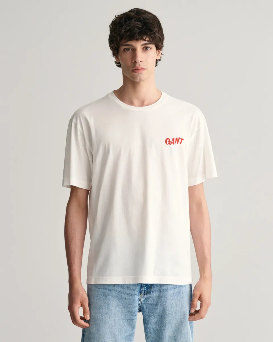 

Футболка Gant "WASHED GRAPHIC SS T-SHIRT", с принтом на спине, цвет Eggshell