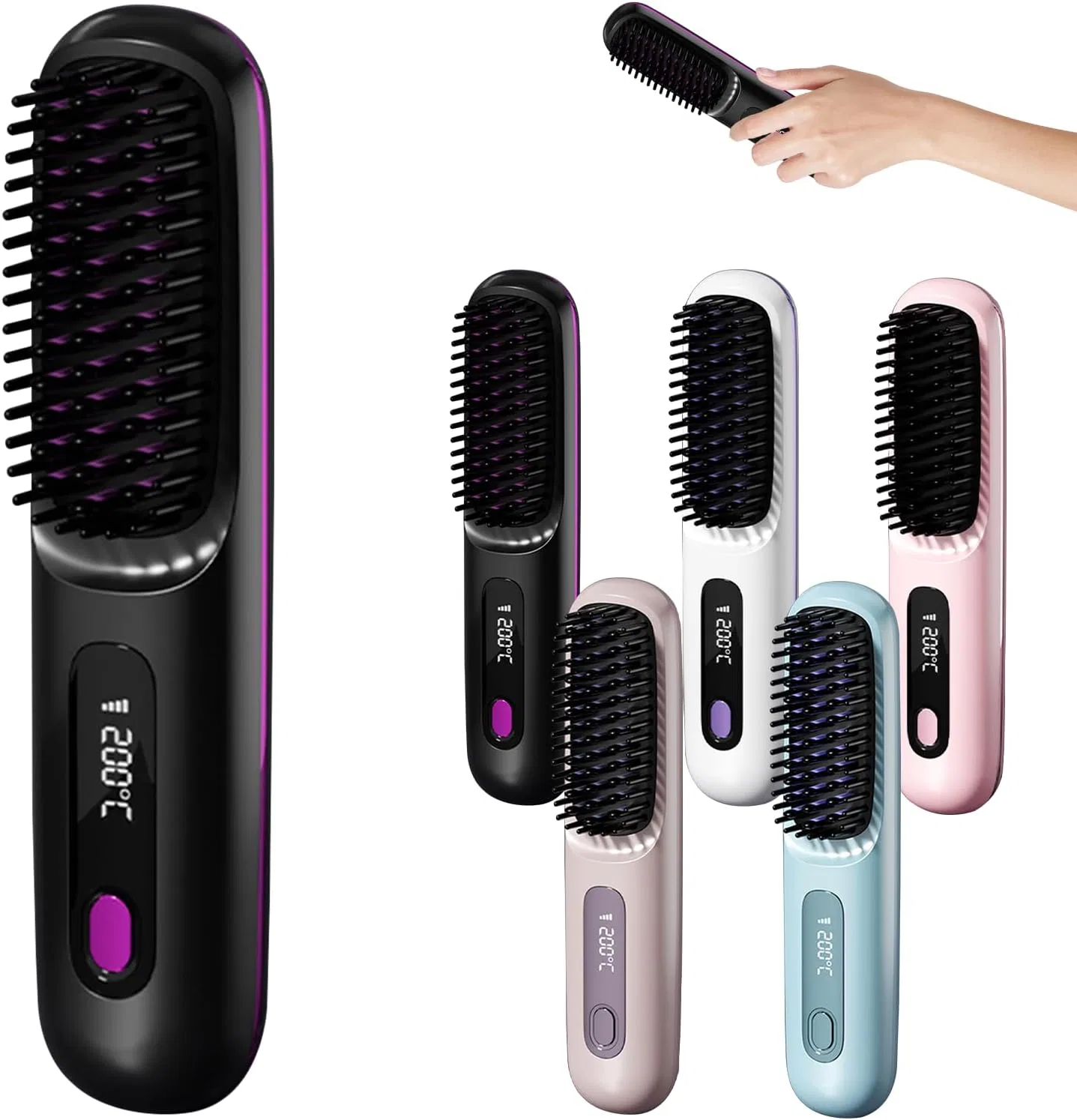 Беспроводная расческа-выпрямитель Go Brush Pro для коротких волос, черная Dewppxi, Black (Black-B)