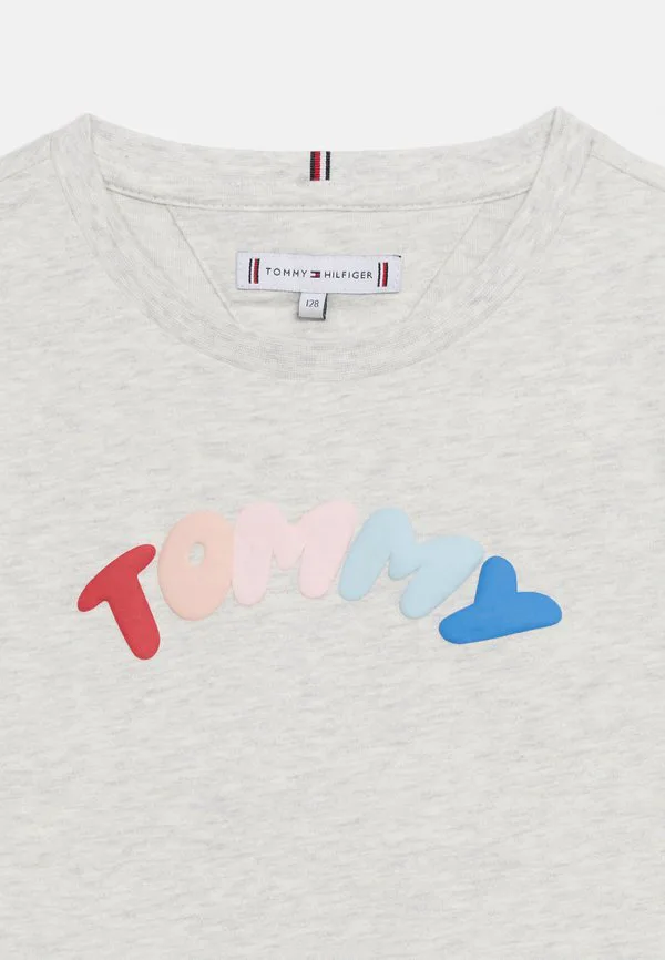 Футболка с круглым вырезом и текстурированным логотипом Tommy Hilfiger, Light Grey Heather — фото 4