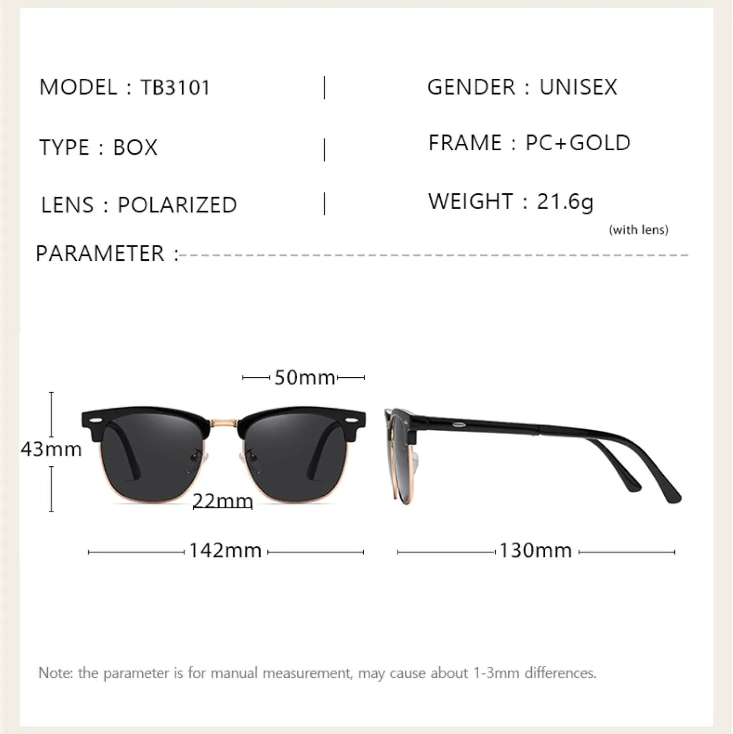 

Женские складные солнцезащитные очки, мужские солнцезащитные очки UV400 с поляризацией, металлическая оправа, для вождения, пляжа, вечеринки VFDHN, Douhua Gold G15