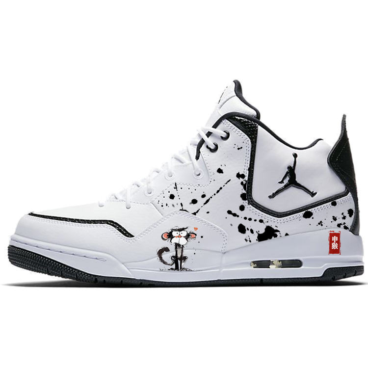 

Кроссовки баскетбольные Courtside 23 с амортизацией противоскользящие мид-топ винтажные мужские бело-черные Jordan