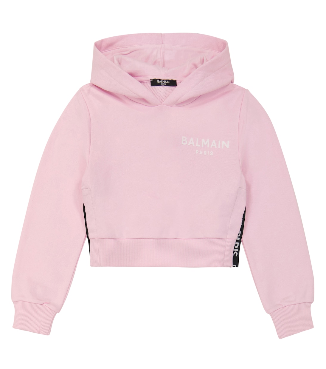 

Толстовка с капюшоном из хлопкового джерси с логотипом Balmain Kids, Prugna
