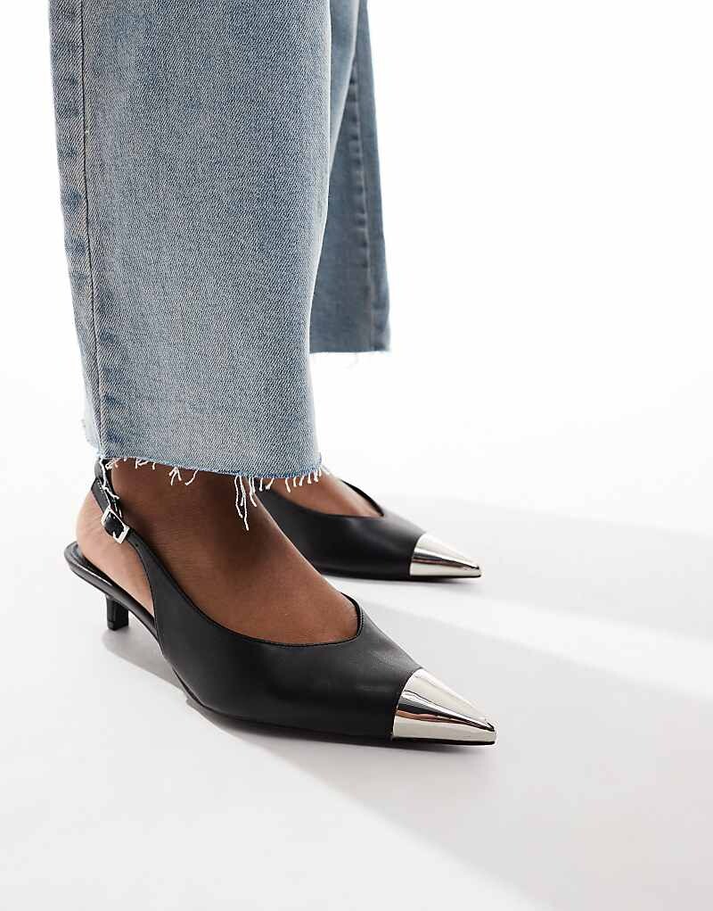 

ASOS DESIGN — Seeker — Черные туфли на среднем каблуке с вырезом на носке и ремешком сзади