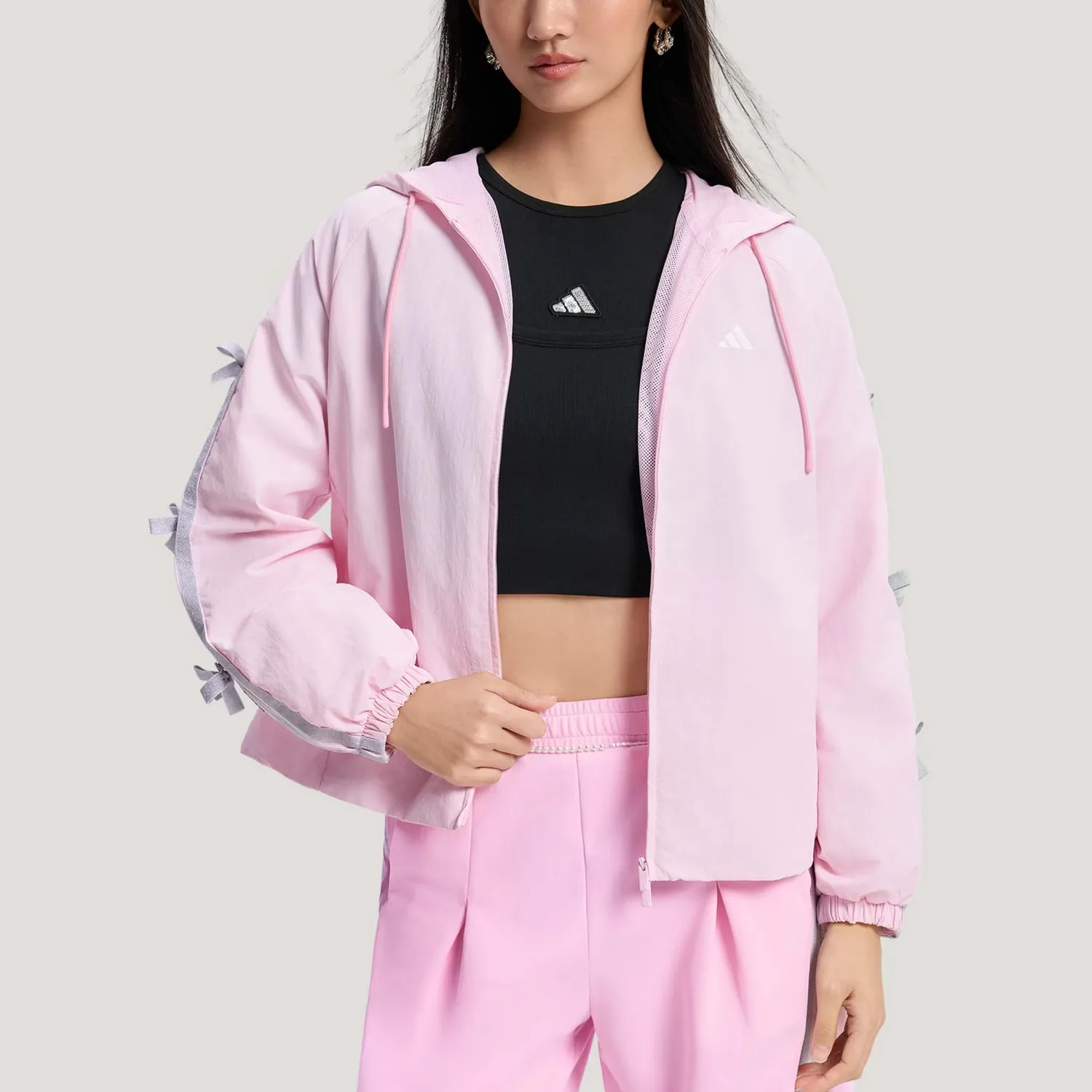 Adidas Куртка Women's Pink Hooded Moderate Others — фото 4