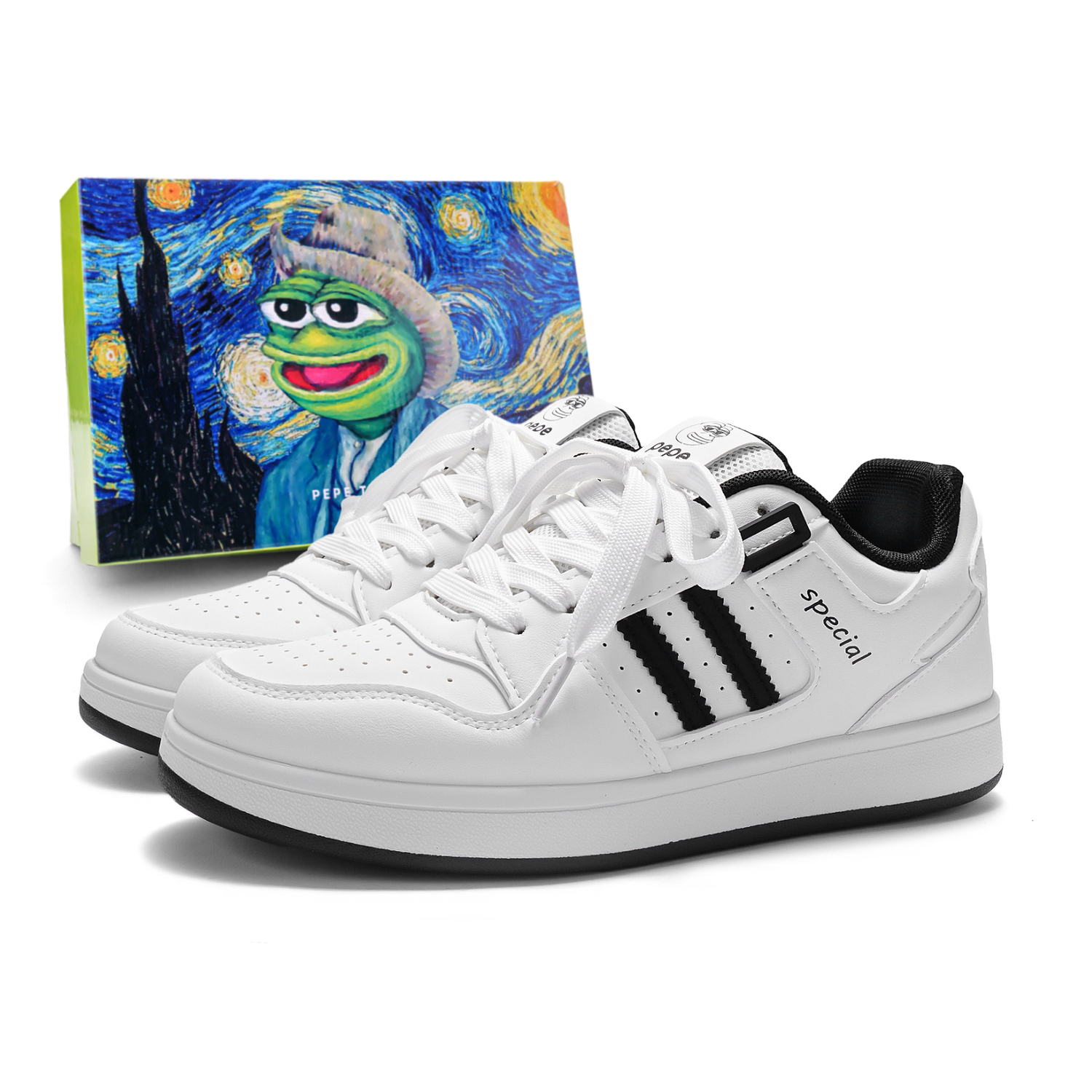 

Pepe The Frog Унисекс скейтерские кеды белые, цвет White