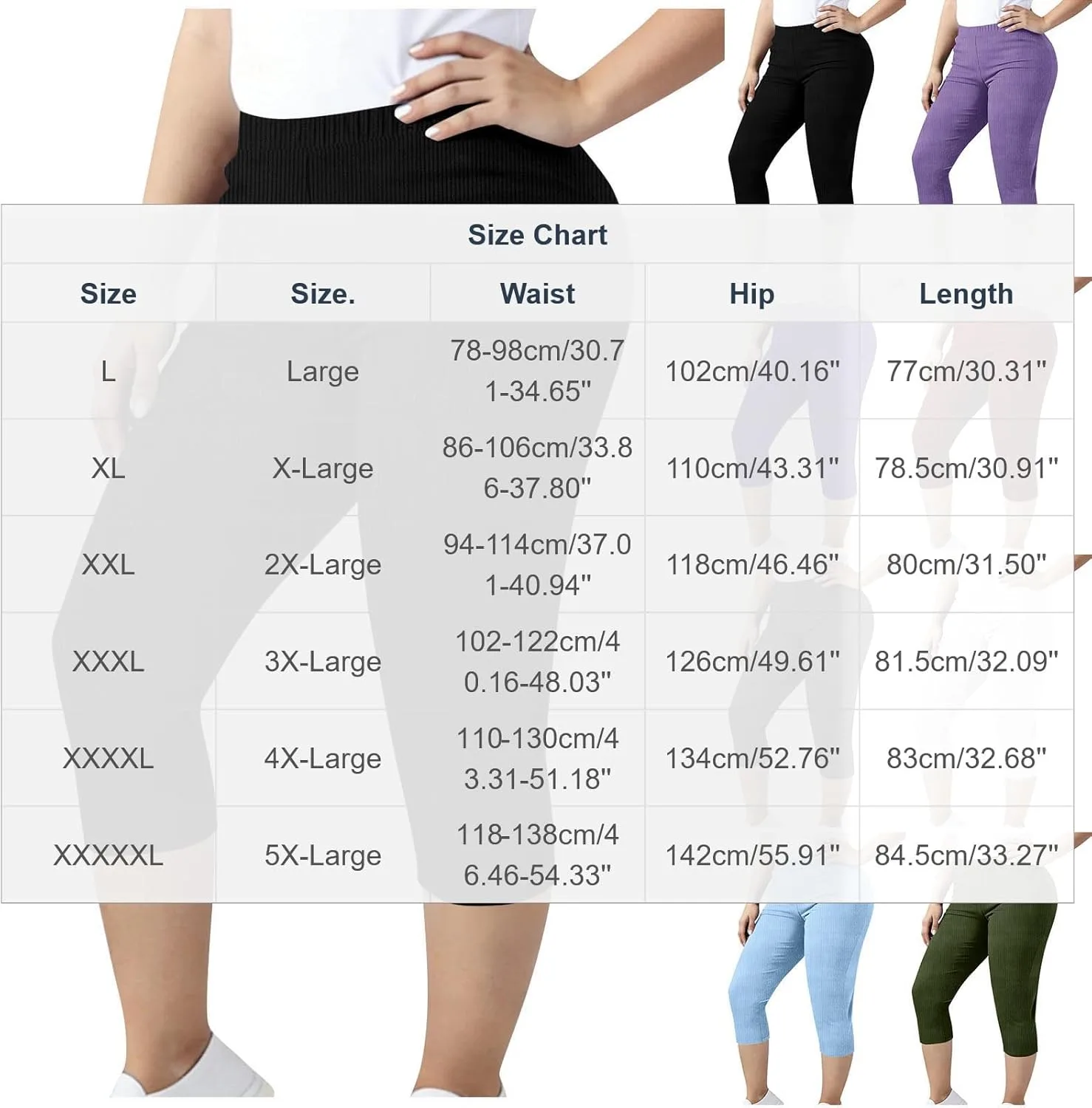 Женские капри для йоги Plus Size с рифленой эластичной талией — фото 3