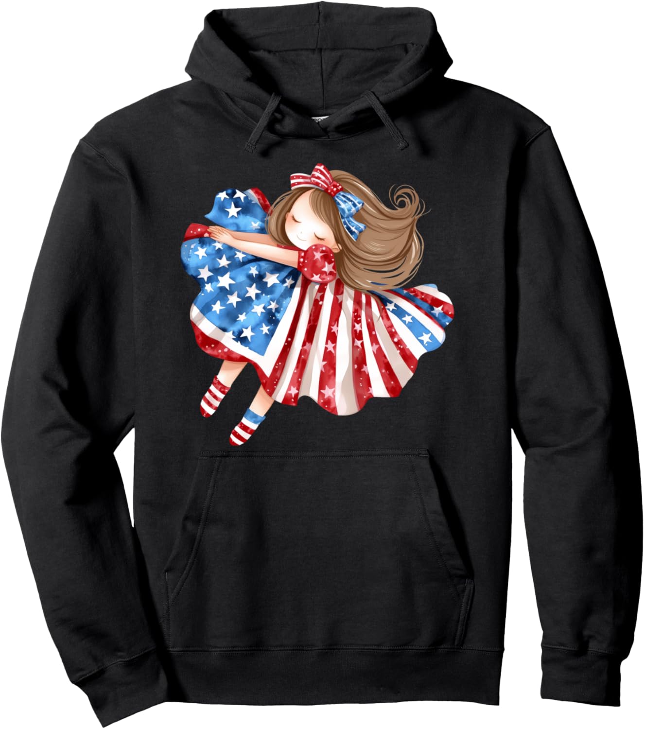 

Симпатичная патриотическая толстовка с американским флагом Girls 4Th Of July Tees Nyc, черный