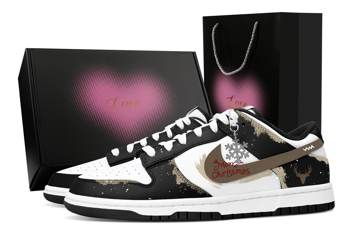 

Nike Dunk Santa Night, Heart Box Slip Resistant Abrasion Resistant Low top Skateboard Shoes Unisex черный коричневый