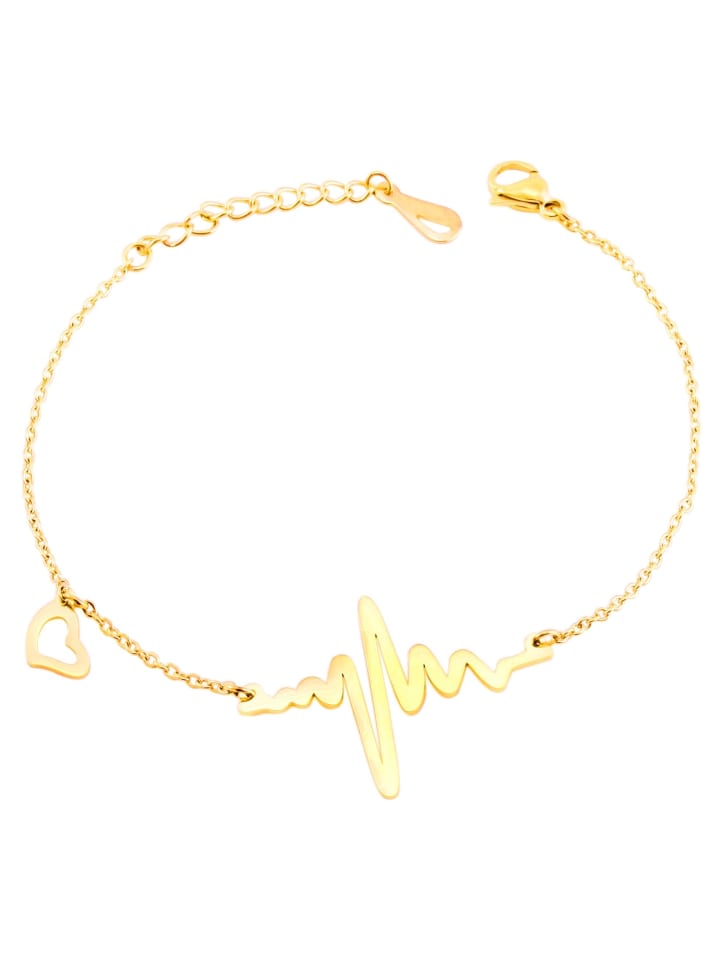 

Adeliás Женский браслет в форме сердца из нержавеющей стали, 17 см, золотой