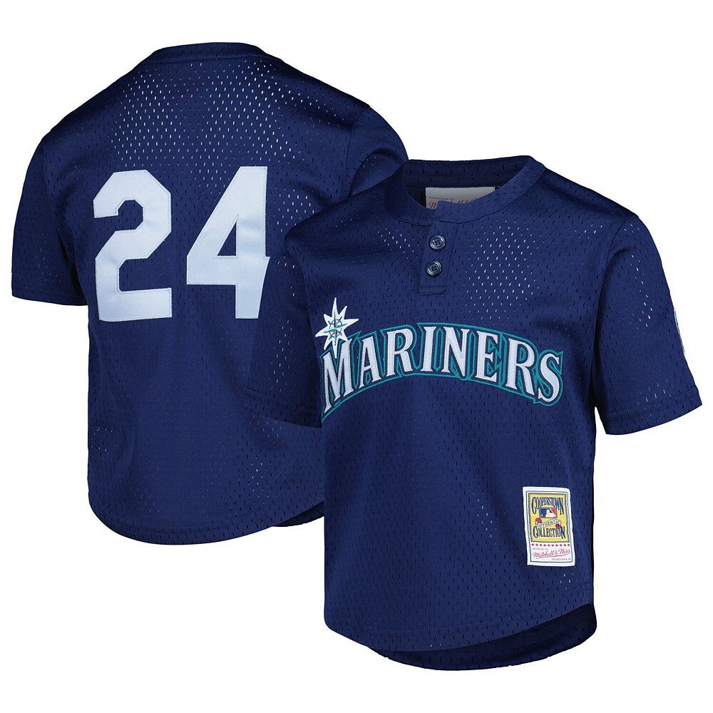 Сетчатая тренировочная майка Mitchell & Ness Ken Griffey Jr. Navy Seattle Mariners Cooperstown для дошкольников из коллекции Cooperstown, цвет Mns Navy — фото 2
