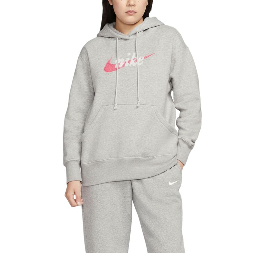 Nike Женская толстовка серого цвета с капюшоном, средней толщины — фото 3