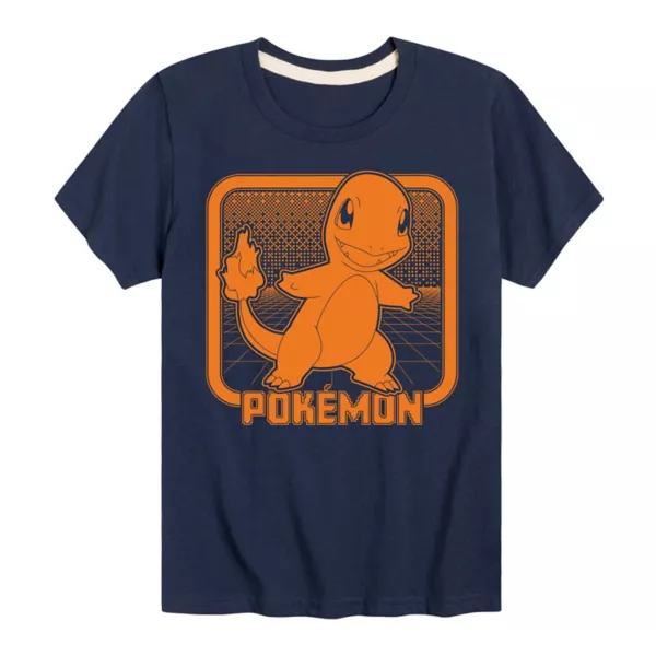 

Футболка для мальчиков 8-20 лет с ретро-принтом покемона Charmander Licensed Character, синий