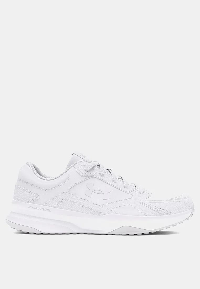 Кроссовки мужские, кожаные, Edge Leather Training Shoes Under Armour, белый/серый