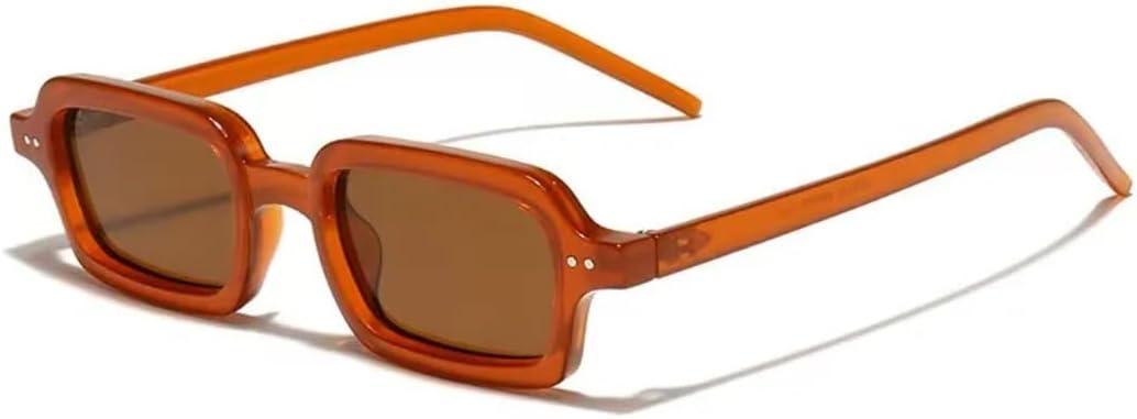 

Ретро маленькие прямоугольные солнцезащитные очки-гелевые защитные очки для женщин с защитой от УФ-излучения UV400, модные заклепки, мужские панк-очки с градиентом UUPTTPL, Tea Tea