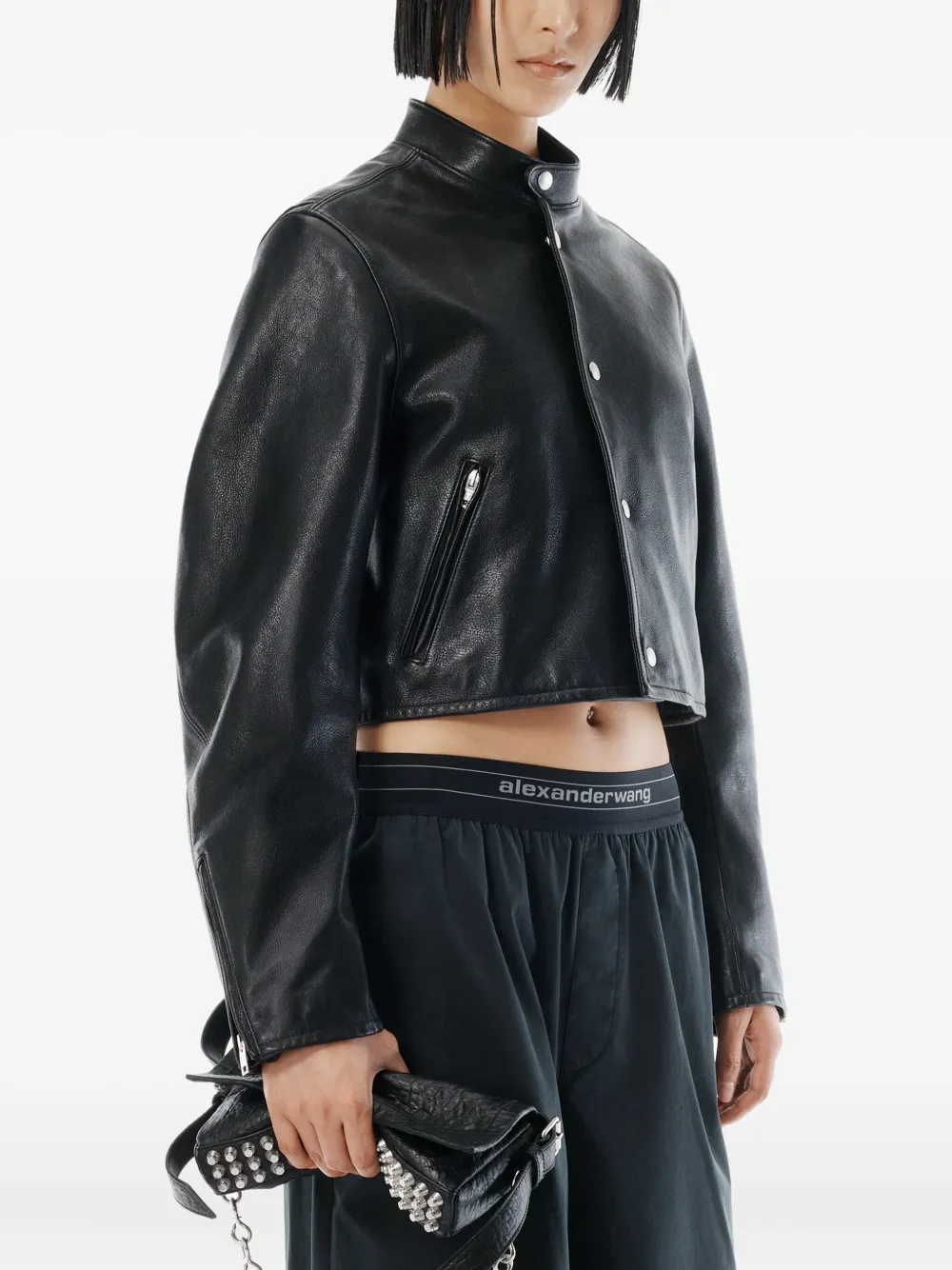 Брюки средней посадки с логотипом Alexander Wang, черный — фото 4