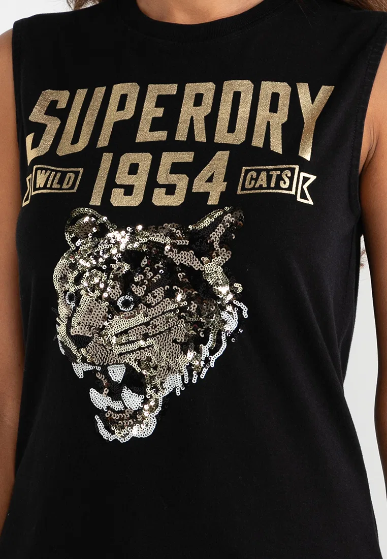 Топ женский приталенный без рукавов, Embellish Archive Superdry, черный — фото 3