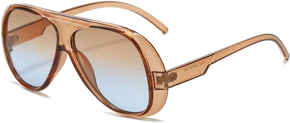 

Винтажные солнцезащитные очки-пилот Long Keeper большого размера для женщин, в стиле ретро 70-х, с крупной оправой, модные, с плоской верхней частью, защита от ультрафиолета UV400, Clear Brown Gradient Blue