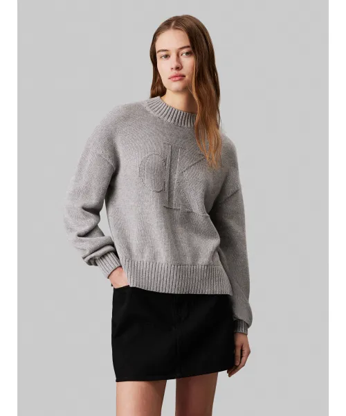 

Свитер с интарсией Calvin Klein Jeans, серый