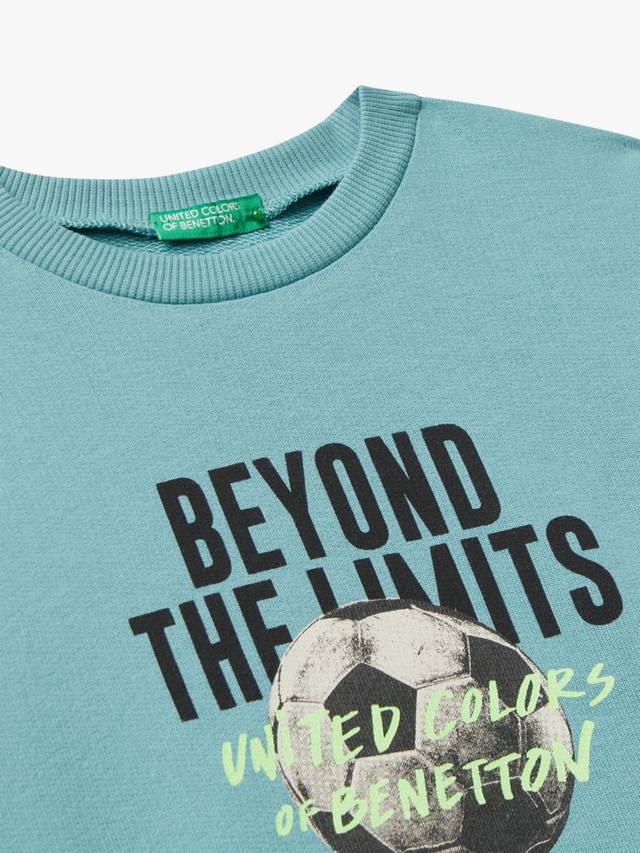 Детский хлопковый свитшот с принтом и круглым вырезом Benetton, Green — фото 3