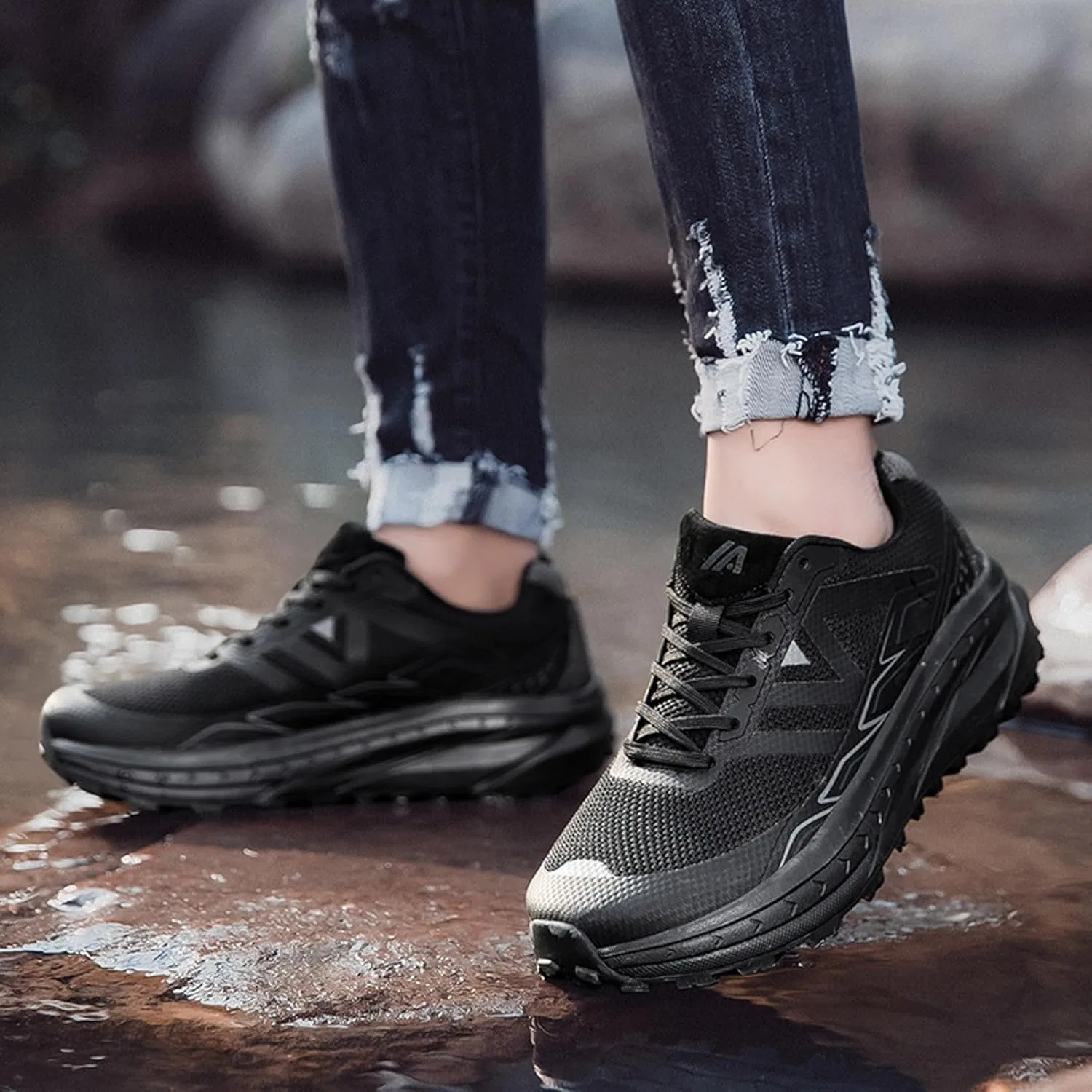 Кроссовки Herren Frühjahr Sommer Mode Mesh Schnürung innen erhöhen 5 см Bequeme atmungsaktive Laufschuhe Generic, Schwarz — фото 3