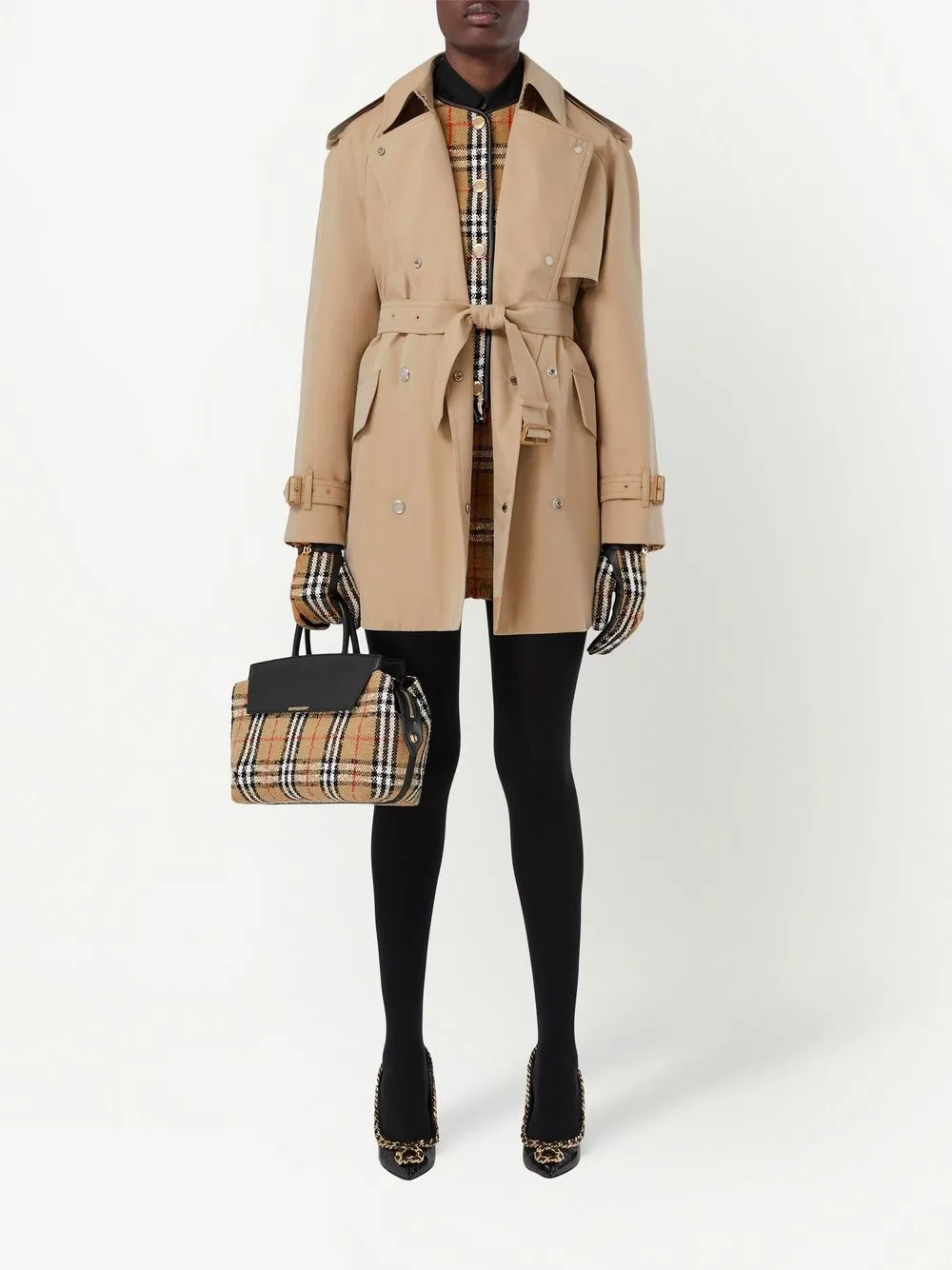 Тренч Burberry Габардиновый с поясом, коричневый — фото 2