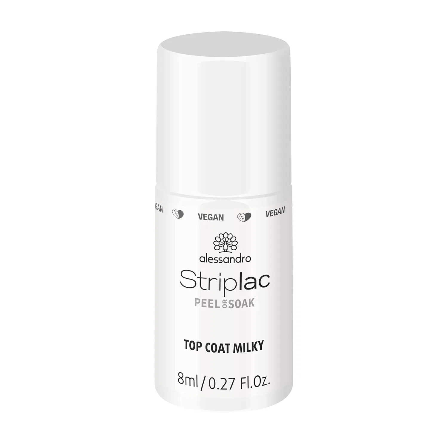 Веганский молочный LED топ-коат «Striplac Peel or Soak» от alessandro Alessandro, White