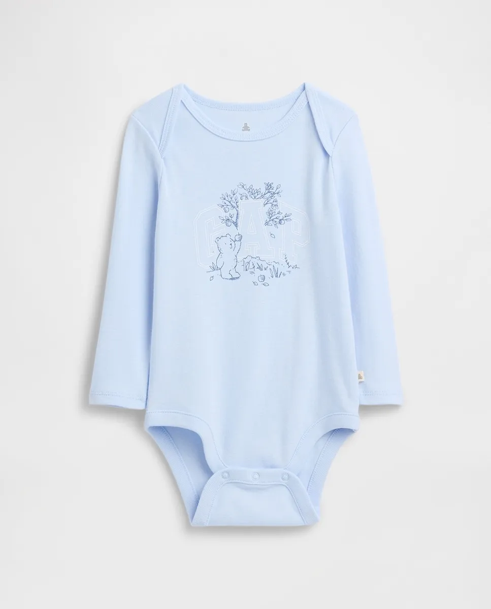 

Боди для младенца с круглым вырезом и длинными рукавами Gap, светло-голубой