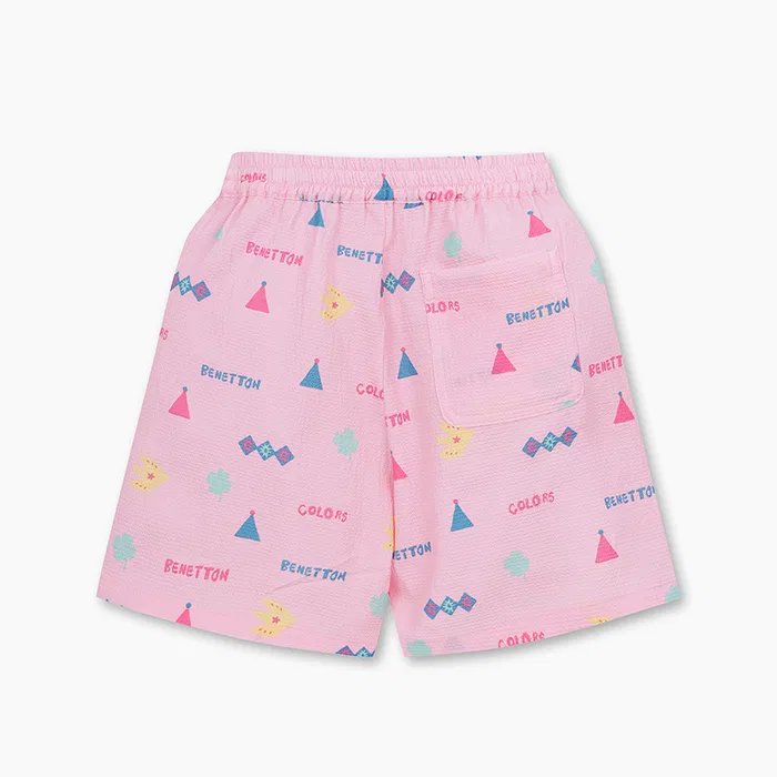 Детские розовые шорты с мульти-узором от Benetton Kids — фото 2