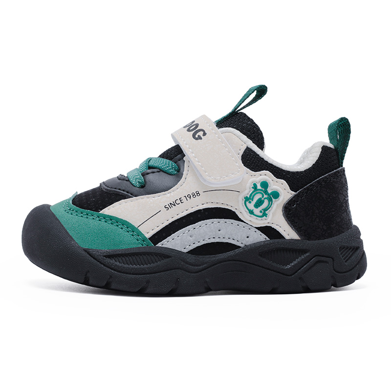 

Нескользящие износостойкие низкие туфли для малышей BOBDOG, черный/коралловый/зеленый