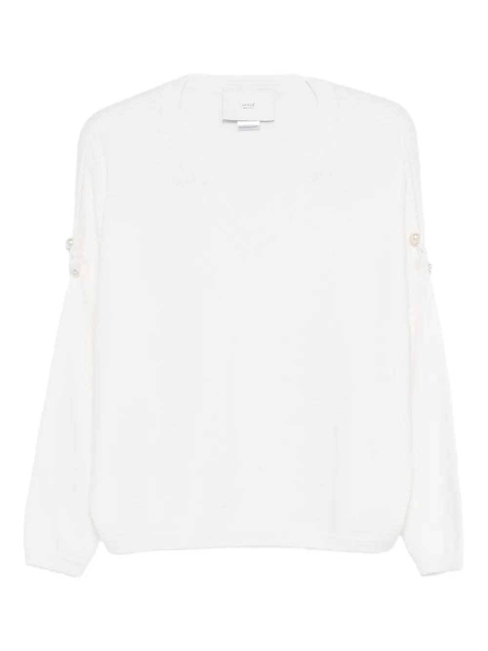 

Трикотажное изделие с V-образным вырезом и жемчугом Vanisè, нейтральный