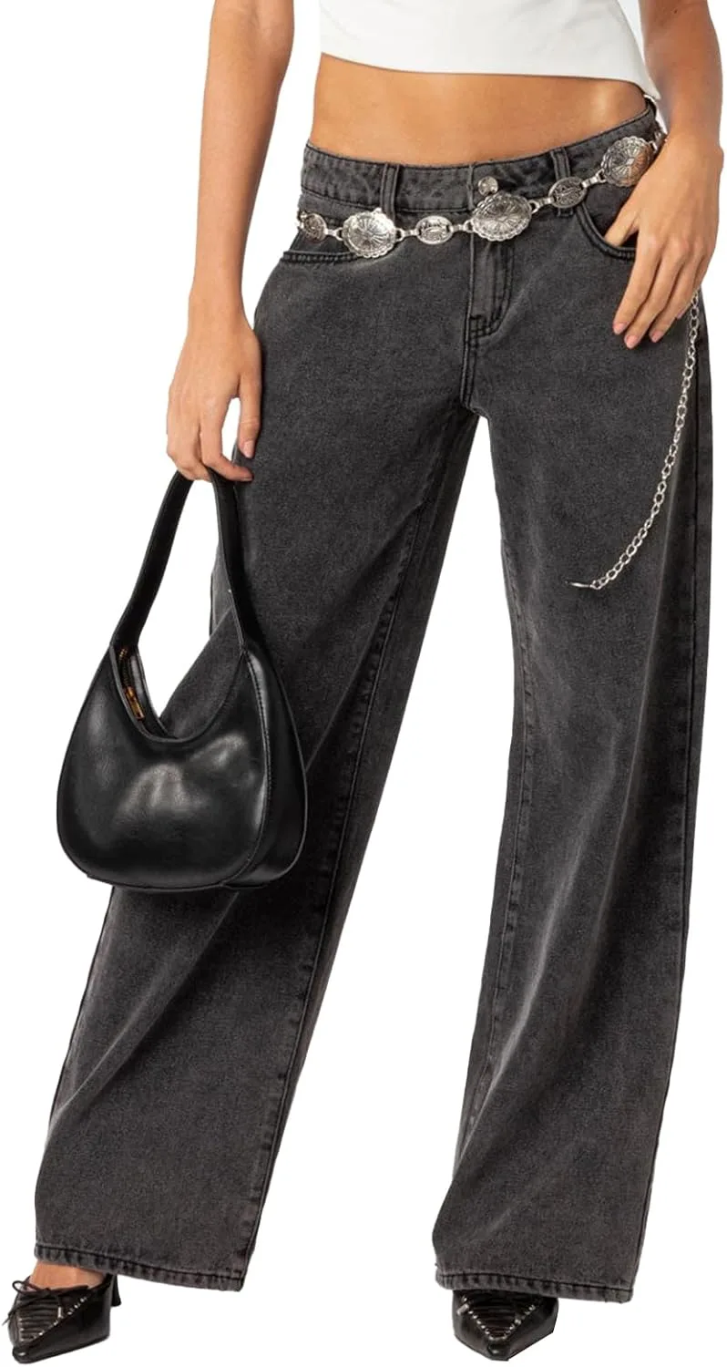 

Женские джинсы wide leg с прямыми штанинами boyfriend FOMOYUU