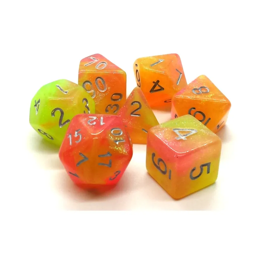 

Poly Set Sunburst с серебром (7), Acrylic-Resin Dice - Galaxy