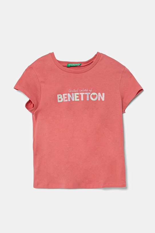 

Детская хлопковая футболка United Colors Of Benetton, розовый